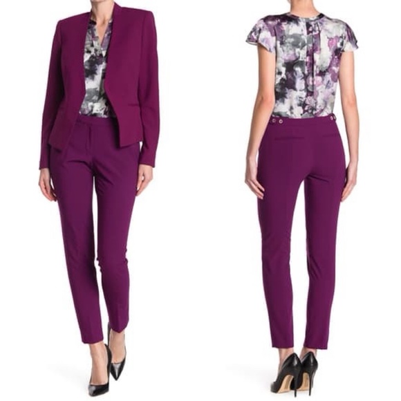Calvin Klein Pants - CALVIN KLEIN Purple Mid Rise Slim Leg Pants